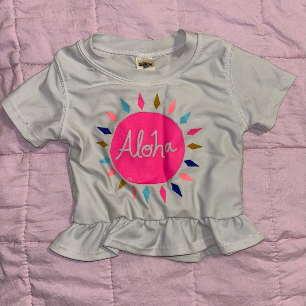 OshKosh B'gosh Pink and White Short Sleeve Tee